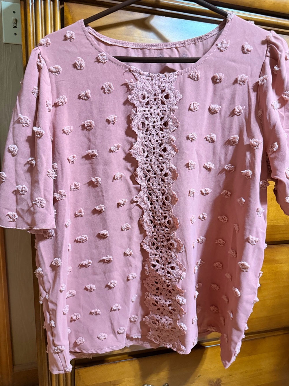 Women’s rose Pink Crochet-Trim Blouse